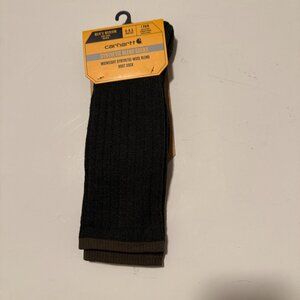 NWT Carhartt Men's 1 Piece Black Boot Socks Midweight Wool Blend Size Medium